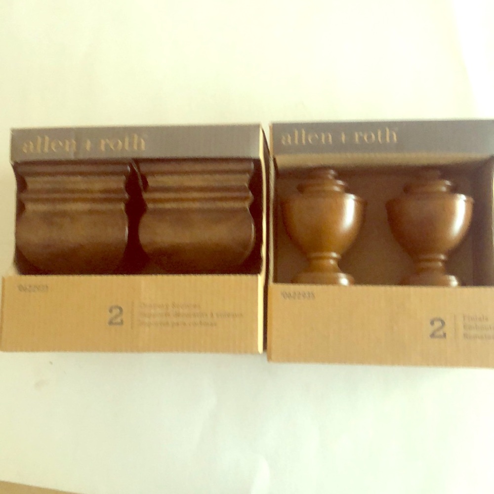 Allen + Roth curtain rod scones & end caps wood.